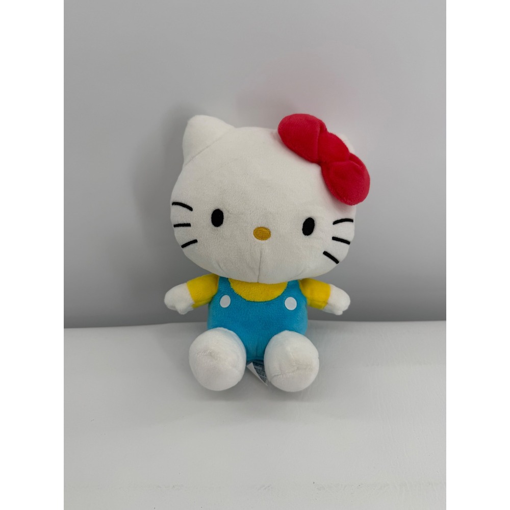 Sanrio Hello Kitty Plush Toy 7" White Blue Classic Overalls Red Bow 2023